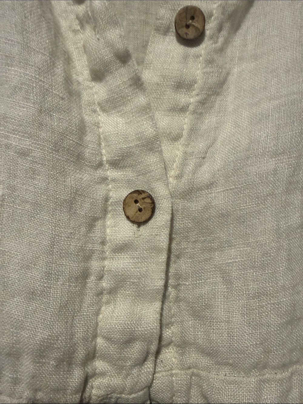 Sleeveless Ruffle Button-Front Linen Tunic - Cream - Picture 3 of 5